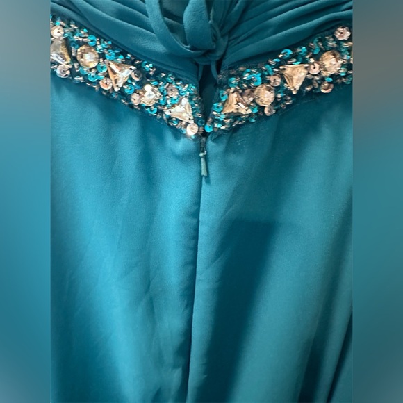 Fiviana Teal Rhinestone Long Formal Dress~ Size 4 - Picture 3 of 8